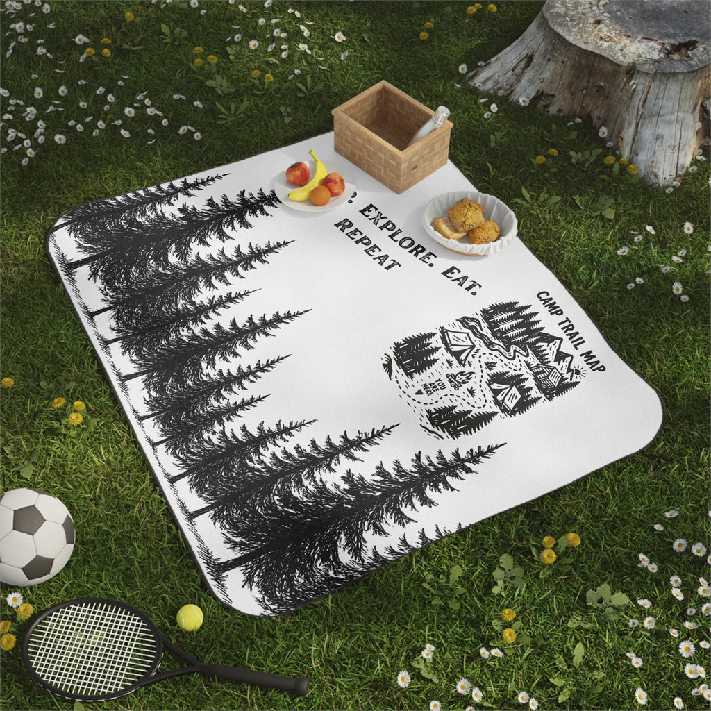 Outdoor Adventure Picnic Blanket - Camp, Explore, Eat, Repeat - Perfect for Camping, Hiking, Beach, and Family Gatherings