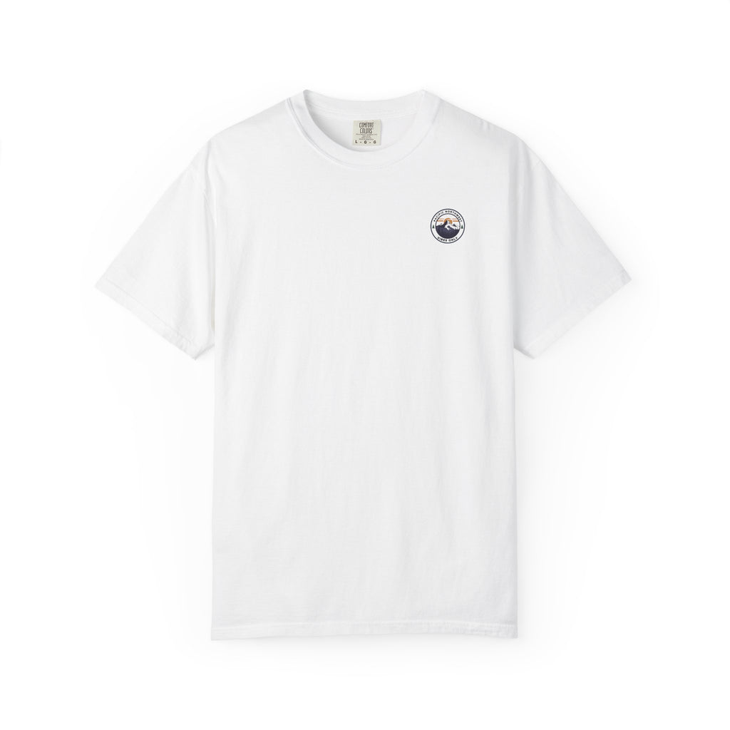 PNW Vibes Only Tee – Circle Badge Mountain Sunset Shirt